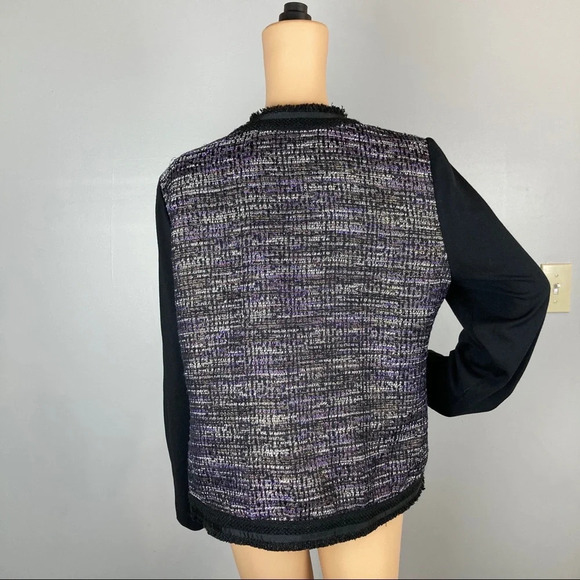 Chico's Open Front Blazer Jacket Size 2 (Large) Metallic gold accents, Fringe. - Picture 3 of 9